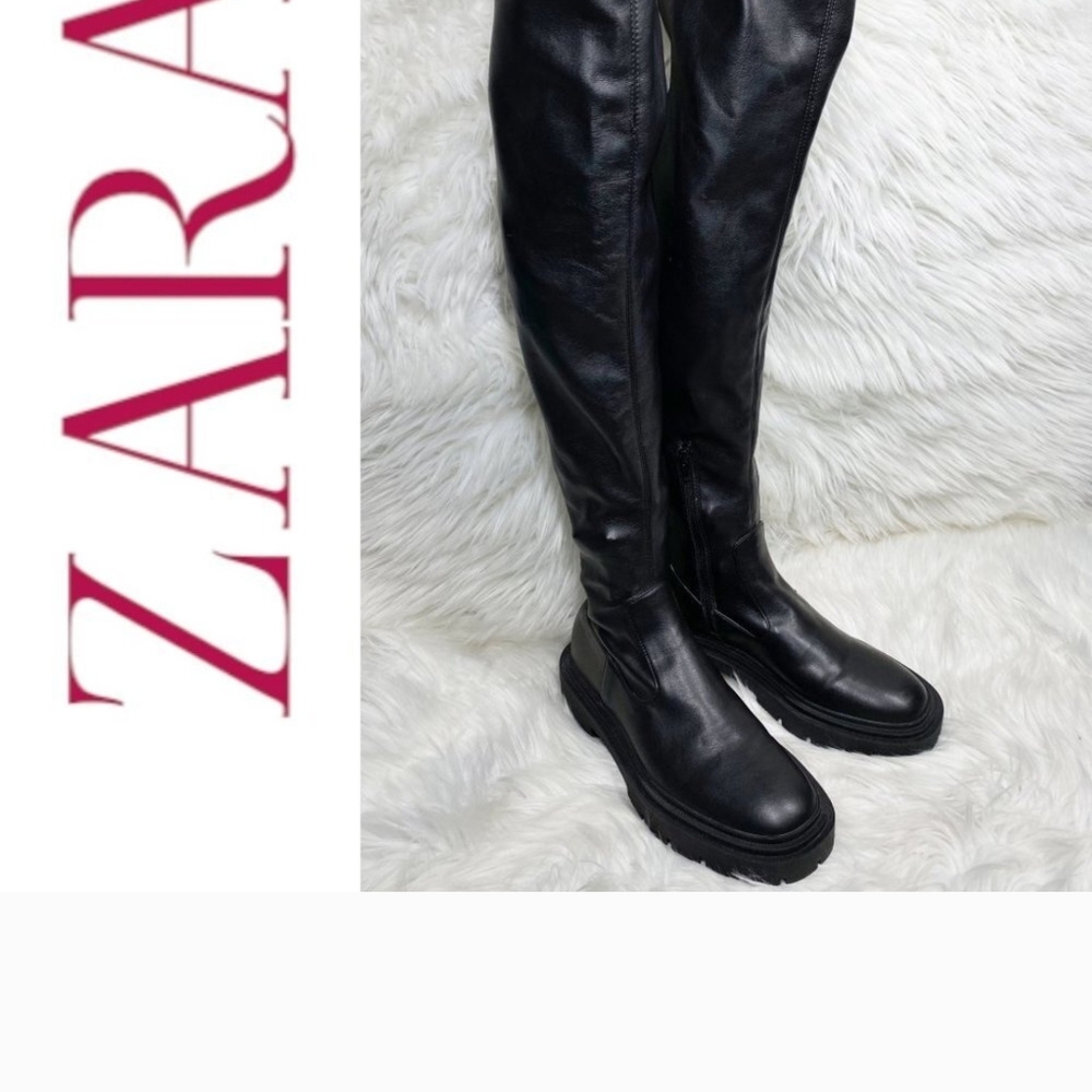 Zara Black Sleek Over-the-Knee Boots